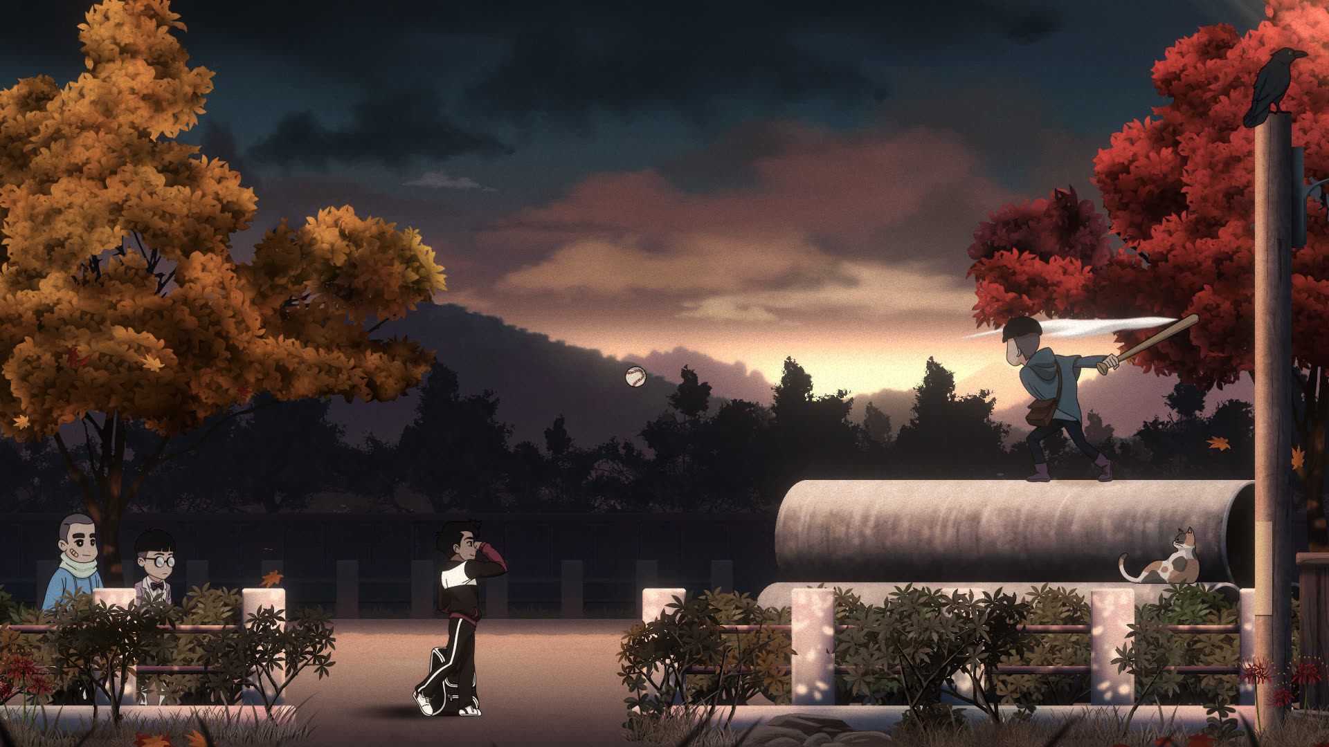 A park at dusk