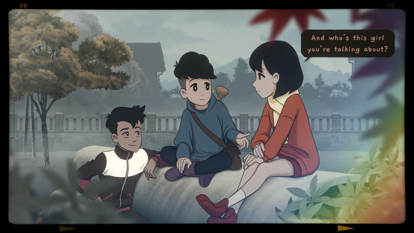 A conversation between characters