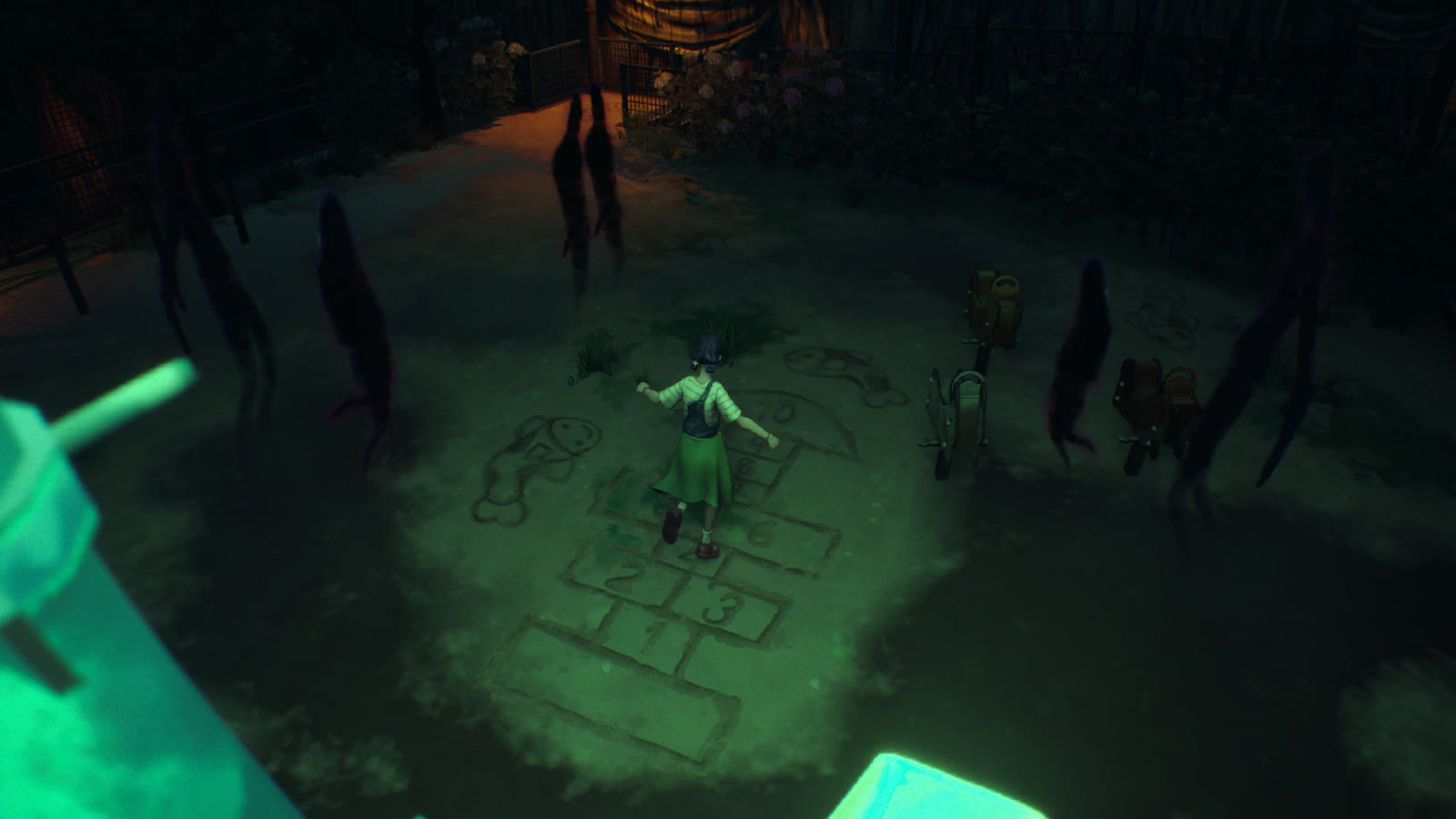 A childhood game watched by unfamiliar shadows