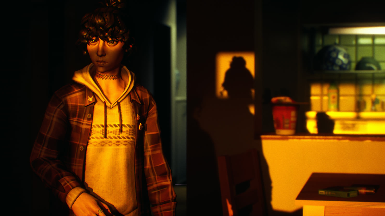 A dim alley lit by a vending machine